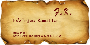 Fürjes Kamilla névjegykártya